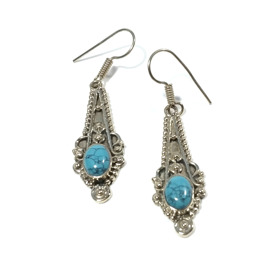 ORECCHINI ETNICI Ottone lucido ORECCHINI Turchese | ETNICO