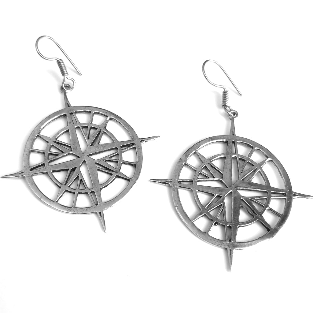 ORECCHINI ETNICI Ottone lucido Orecchini artigianali | Rosa dei venti