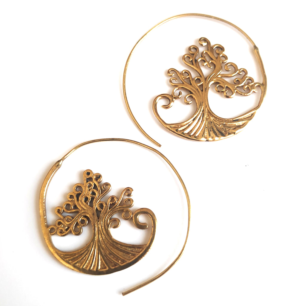 ORECCHINI ETNICI Ottone lucido ORECCHINI | Albero della Vita
