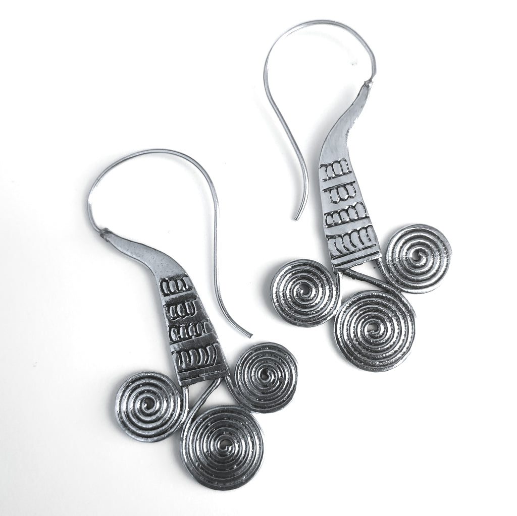 ORECCHINI ETNICI Ottone lucido artigianali - spirali