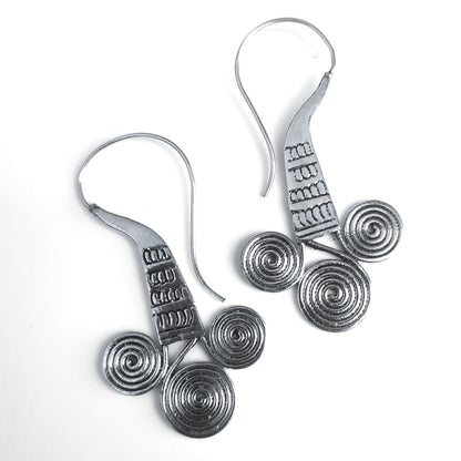 ORECCHINI ETNICI Ottone lucido artigianali - spirali