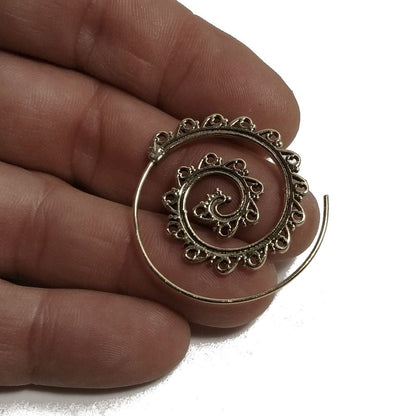 ORECCHINI ETNICI Ottone lucido ORECCHINI | SPIRALE | BOHO style