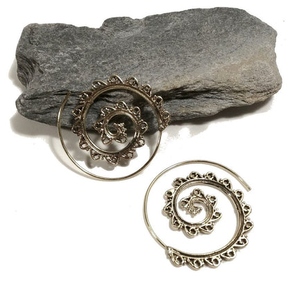 ORECCHINI ETNICI Ottone lucido ORECCHINI | SPIRALE | BOHO style