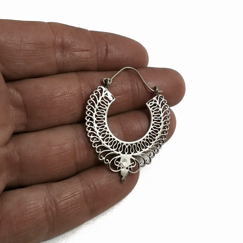 Copia del ORECCHINI ETNICI Ottone lucido Orecchini artigianale | Cerchio filigrana