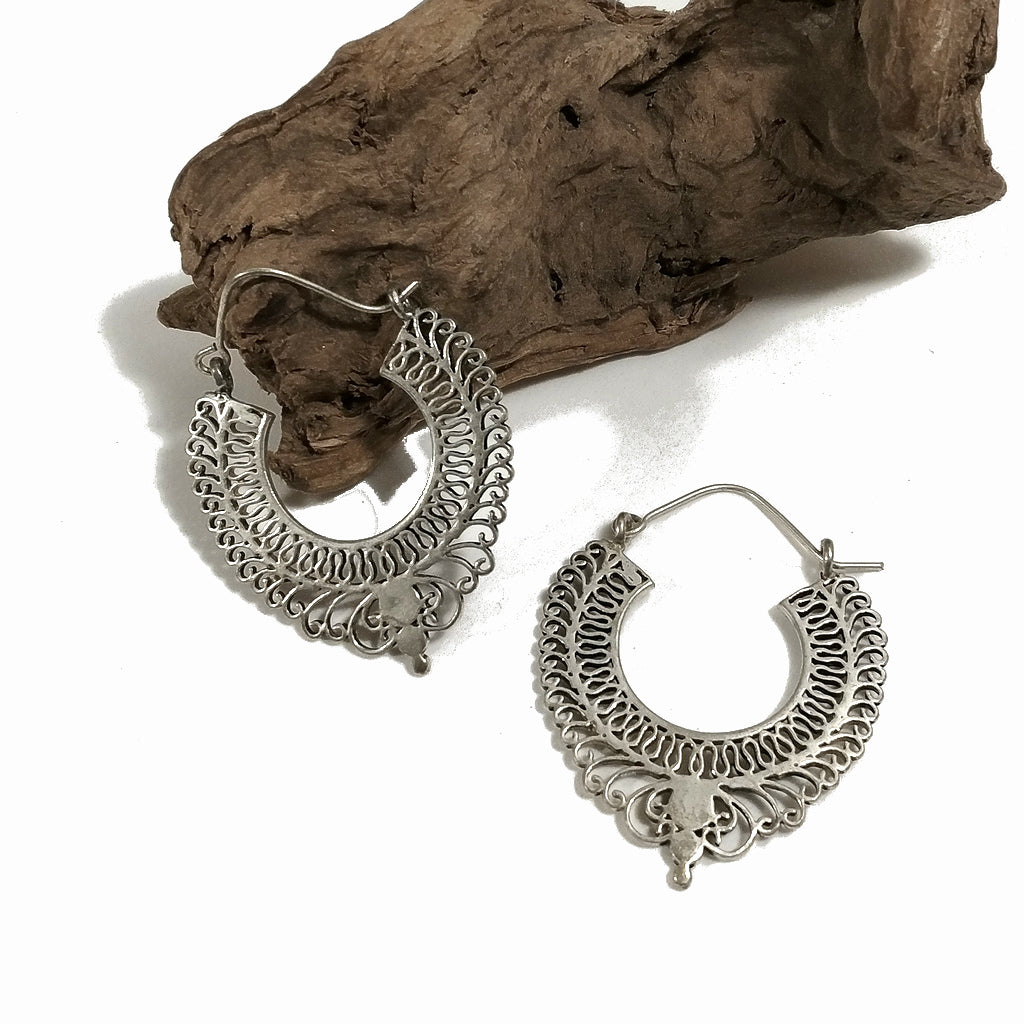 Copia del ORECCHINI ETNICI Ottone lucido Orecchini artigianale | Cerchio filigrana