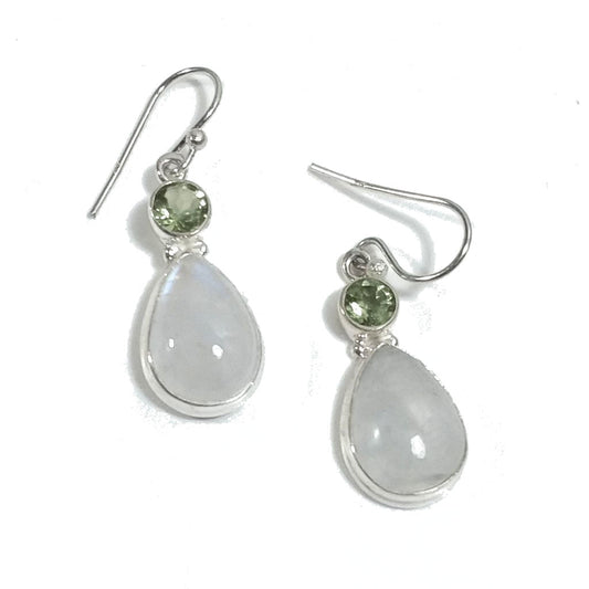 ORECCHINI Argento 925 artigianali Pietra di luna - peridoto | orecchini etnici