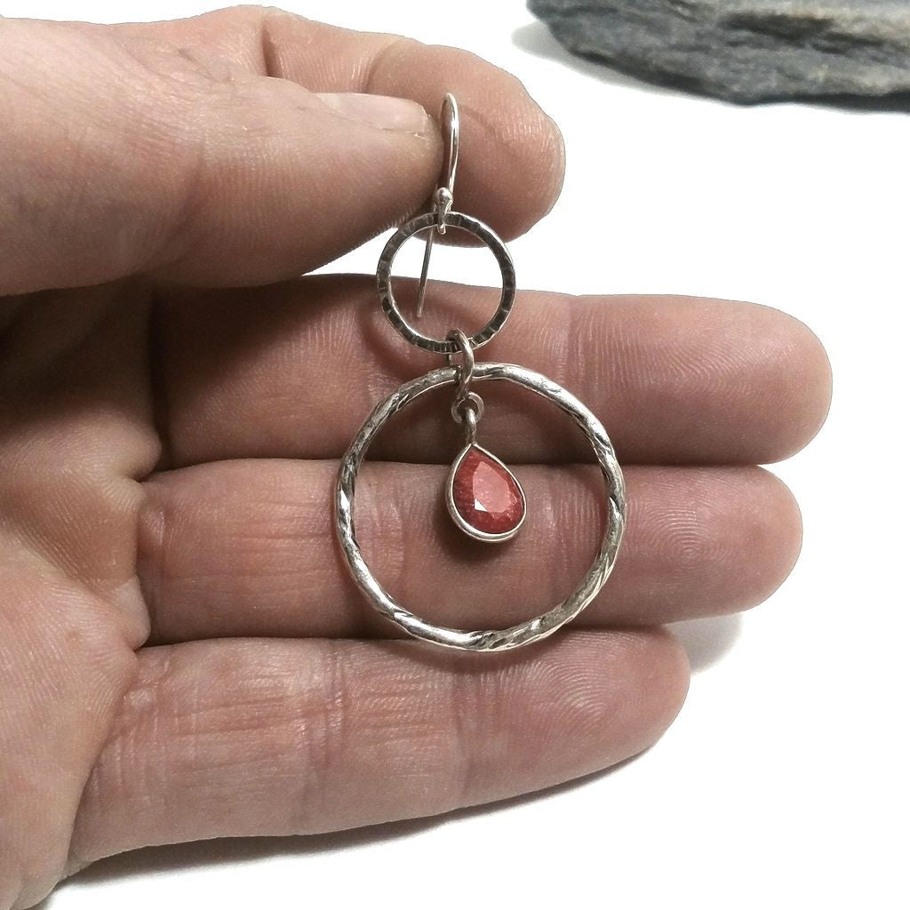 ORECCHINI Argento 925 ORECCHINI artigianali Radice di rubino | orecchini etnici