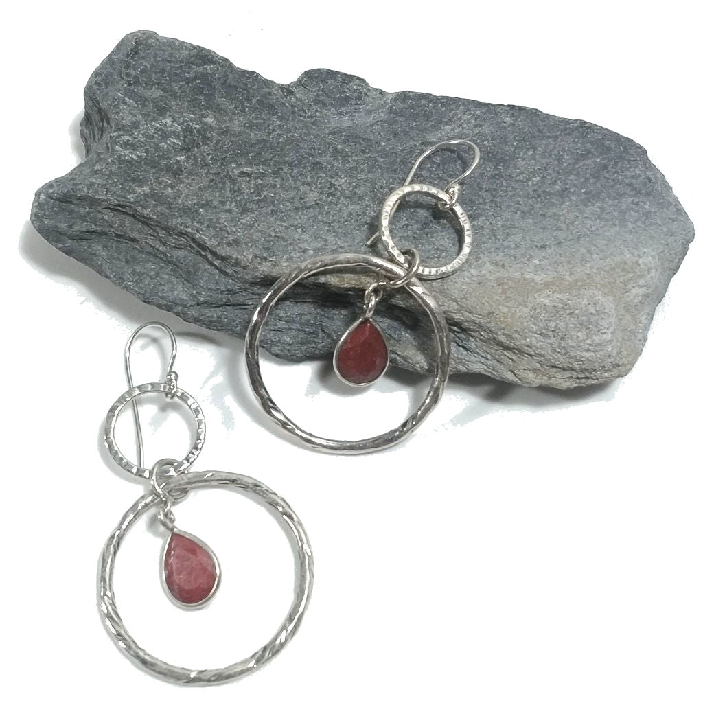 ORECCHINI Argento 925 ORECCHINI artigianali Radice di rubino | orecchini etnici