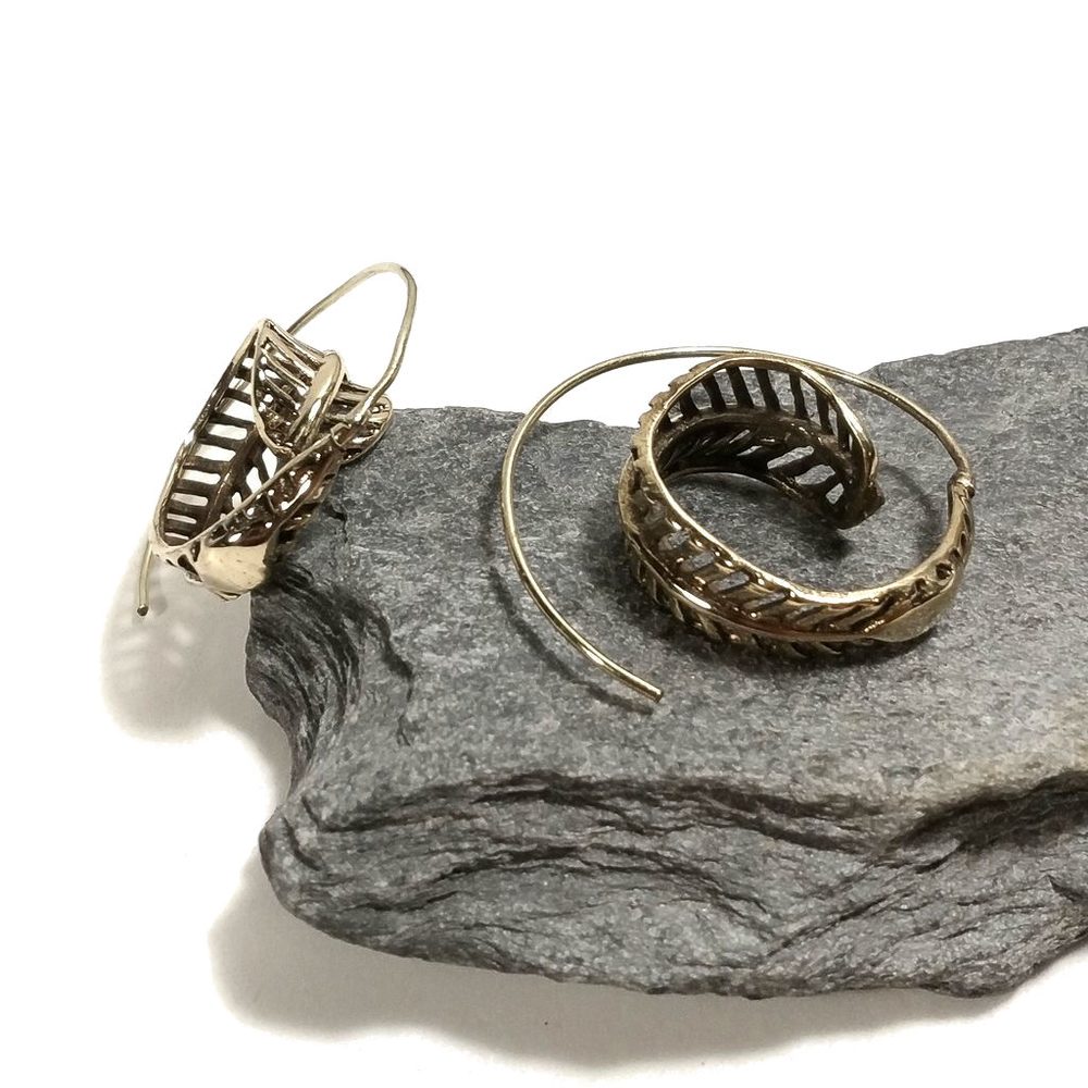 ORECCHINI ETNICI Ottone lucido ORECCHINI | SPIRALE | BOHO style