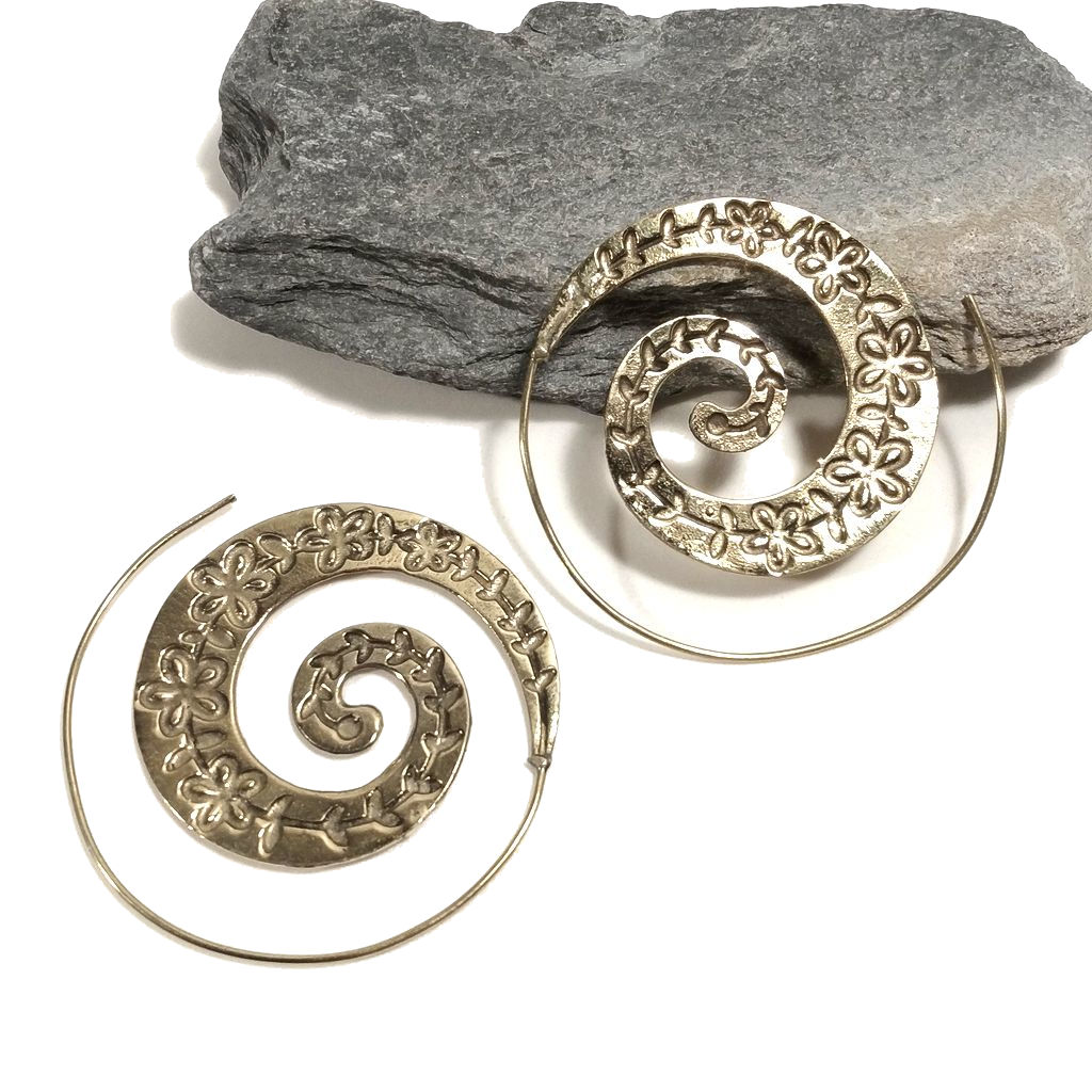 Orecchini etnici a spirale in ottone - UKAWA