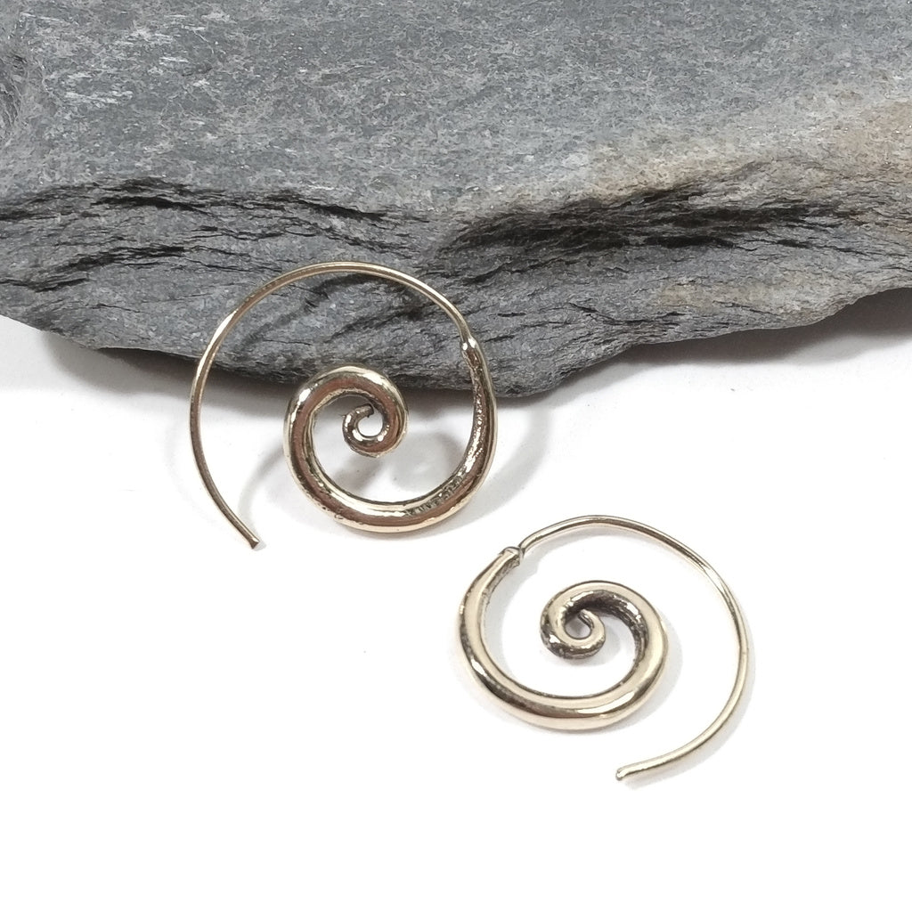 ORECCHINI ETNICI Ottone lucido ORECCHINI | Spirale piercing