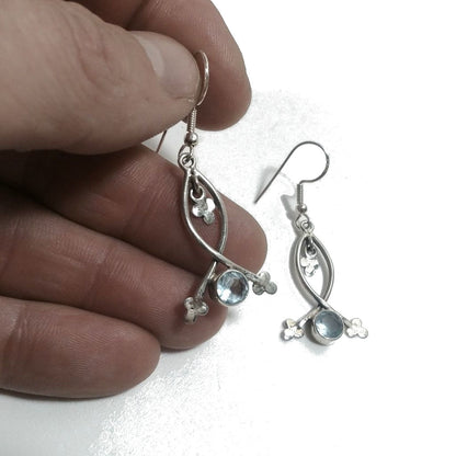 ORECCHINI Argento 925 ORECCHINI artigianali Topazio azzurro | ORECCHINI etnici – immagine3