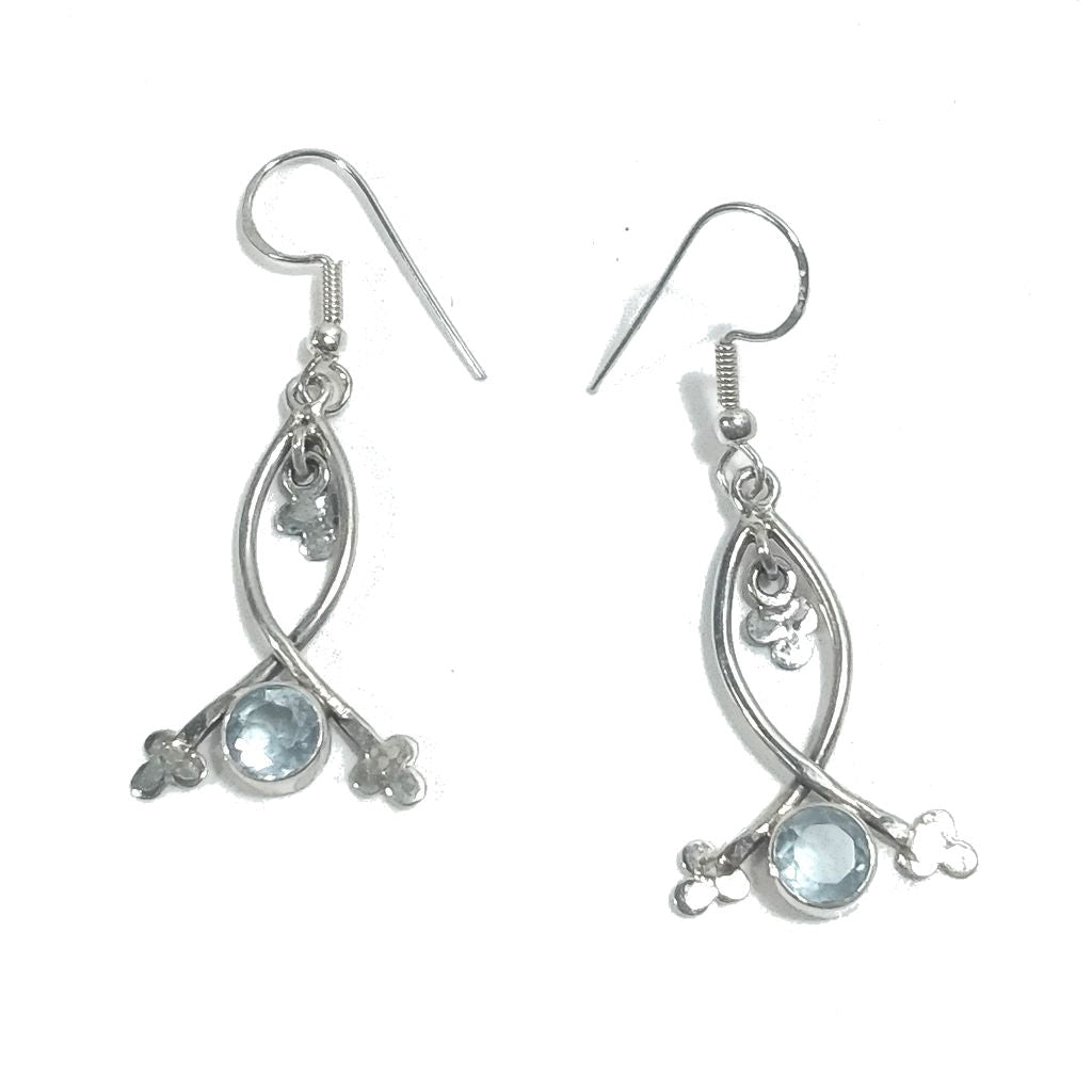 ORECCHINI Argento 925 ORECCHINI artigianali Topazio azzurro | ORECCHINI etnici – immagine1