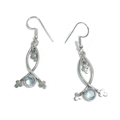ORECCHINI Argento 925 ORECCHINI artigianali Topazio azzurro | ORECCHINI etnici – immagine1