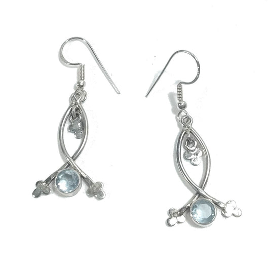 ORECCHINI Argento 925 ORECCHINI artigianali Topazio azzurro | ORECCHINI etnici – immagine1