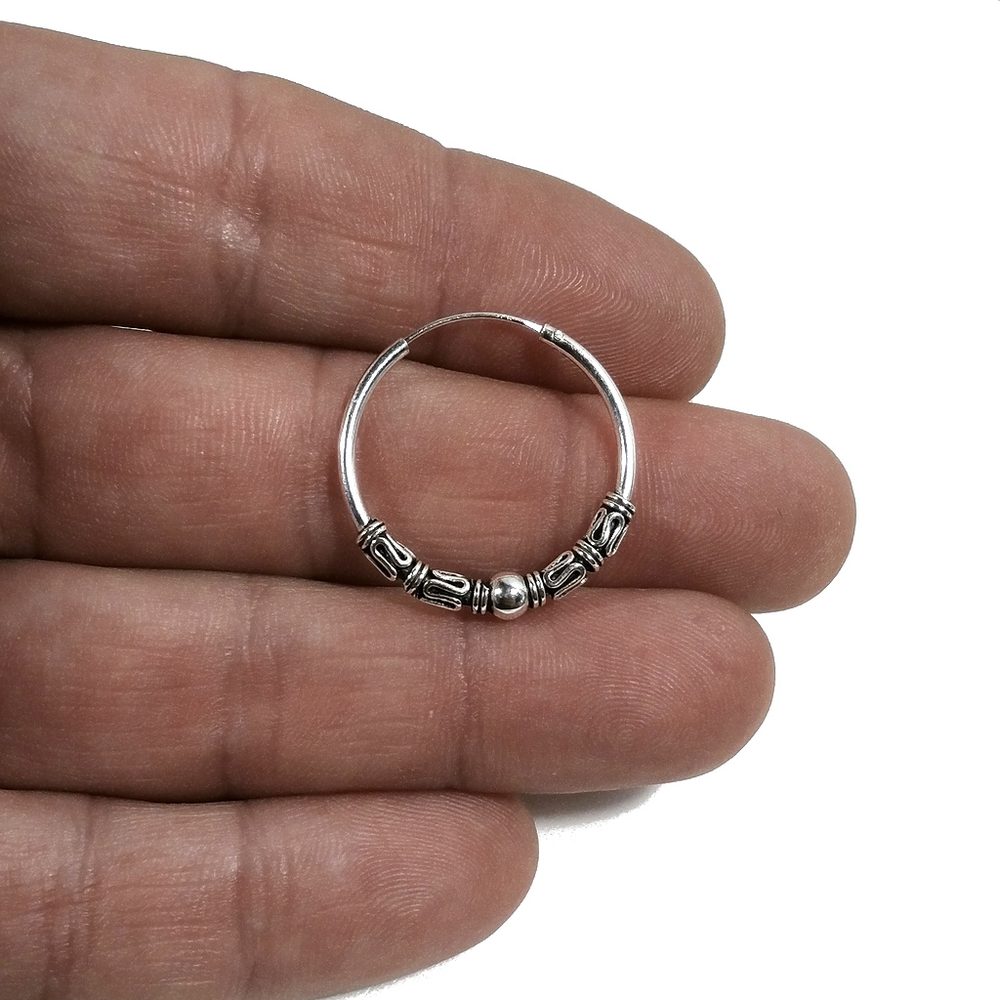 Orecchino singolo a cerchio in argento 925 | Orecchino etnico | Boho scalabile