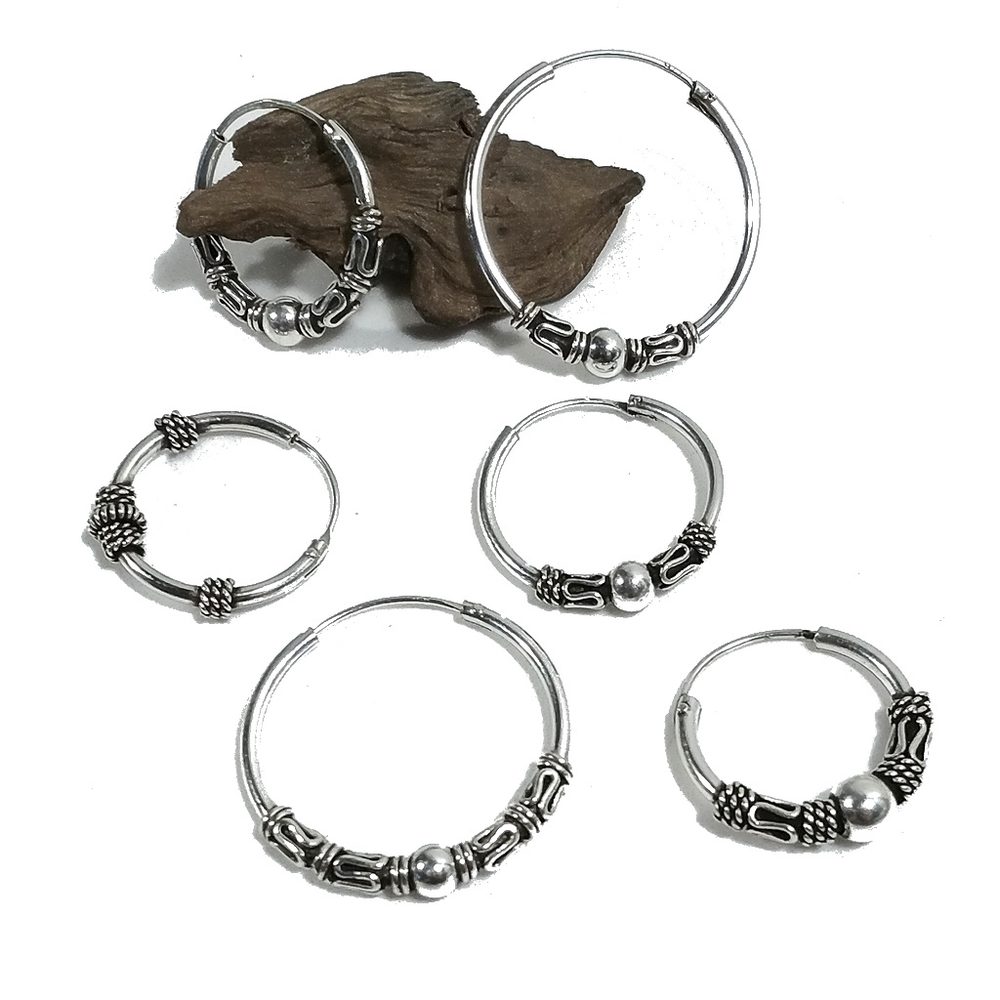 Orecchino singolo a cerchio in argento 925 | Orecchino etnico | Boho scalabile