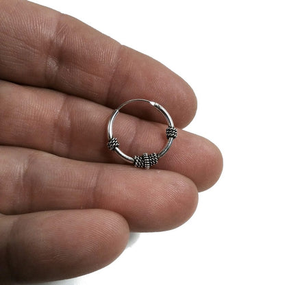 Orecchino singolo a cerchio in argento 925 | Orecchino etnico | Boho scalabile