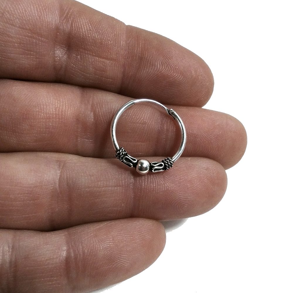 Orecchino singolo a cerchio in argento 925 | Orecchino etnico | Boho scalabile