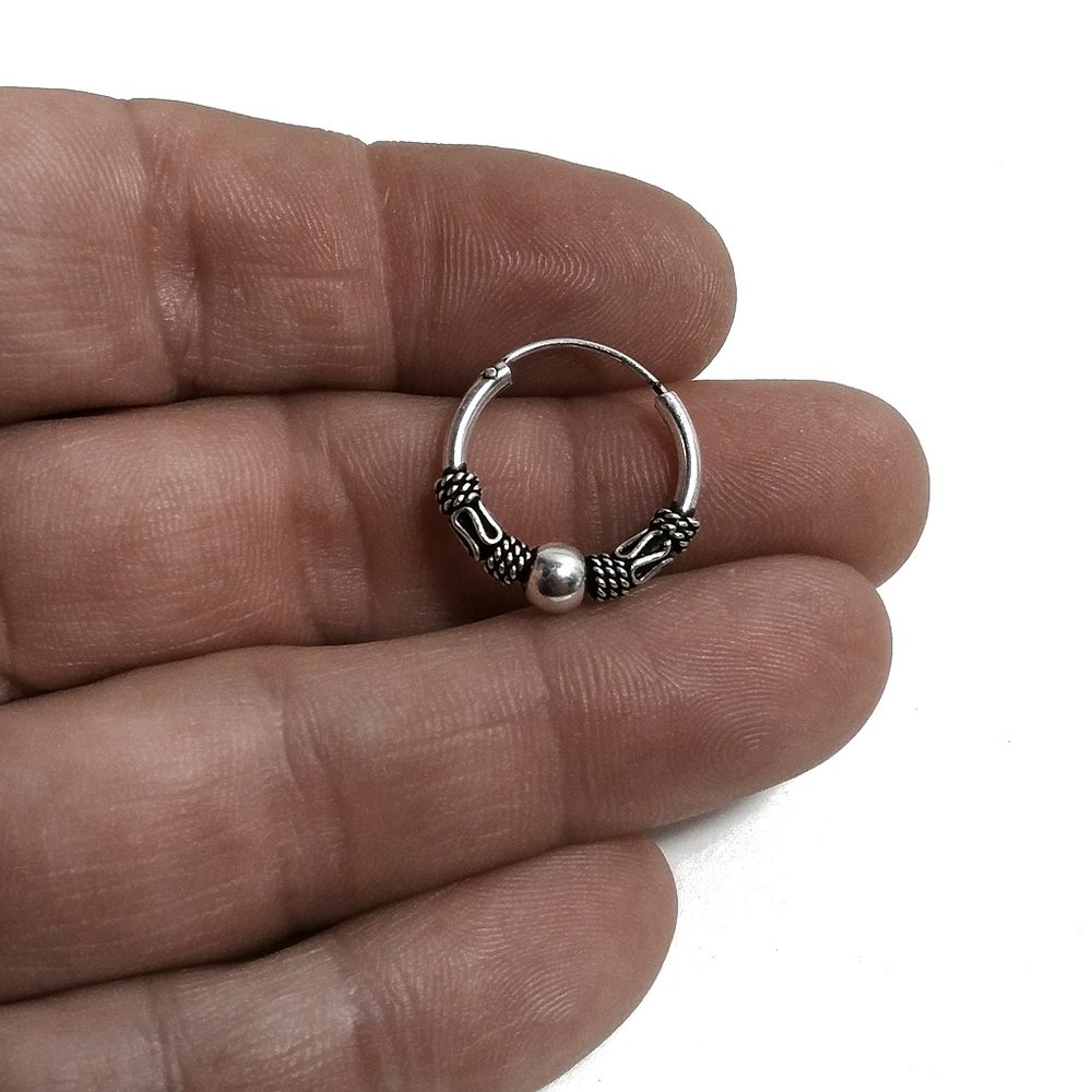 Orecchino singolo a cerchio in argento 925 | Orecchino etnico | Boho scalabile