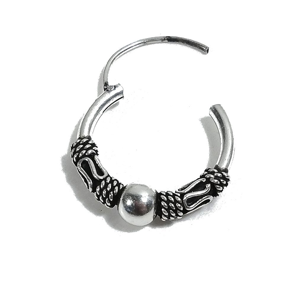 Orecchino singolo a cerchio in argento 925 | Orecchino etnico | Boho scalabile