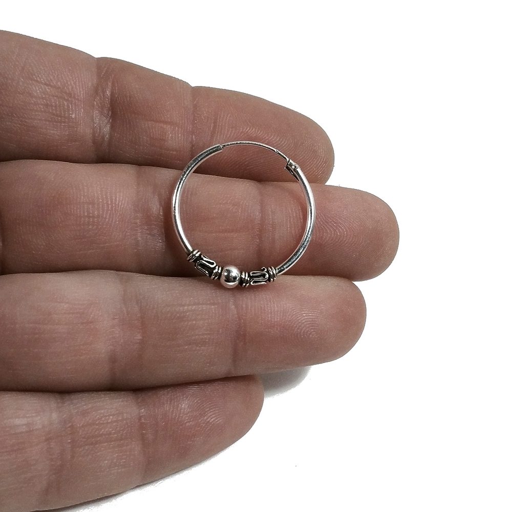 Orecchino singolo a cerchio in argento 925 | Orecchino etnico | Boho scalabile