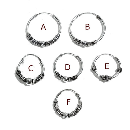 Orecchino singolo a cerchio in argento 925 | Orecchino etnico | Boho scalabile