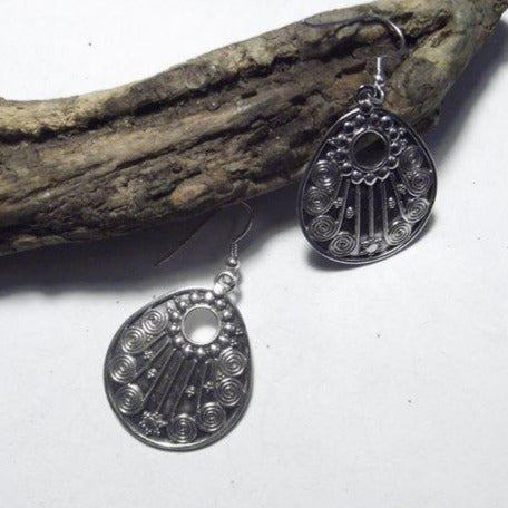 ORECCHINI etnici in argento 925 goccia - vuota