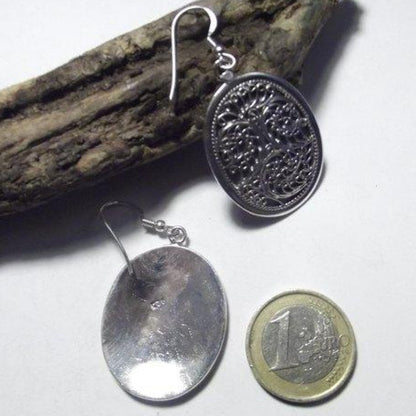 ORECCHINI etnici in argento 925 a ovale filigrana – immagine2