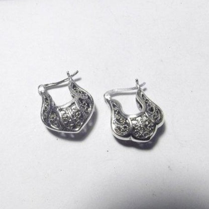 ORECCHINI etnici in argento 925 campanella filigrana