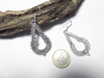 Orecchini etnici in argento 925 goccia - GRAN – immagine2