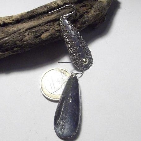 Orecchini etnici in argento 925 a goccia - ORO – immagine2