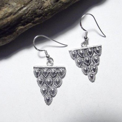 ORECCHINI etnici in argento 925 triangolo goccia