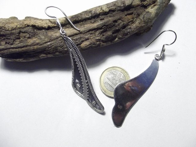 ORECCHINI etnici in argento 925 FOGLIA – immagine2