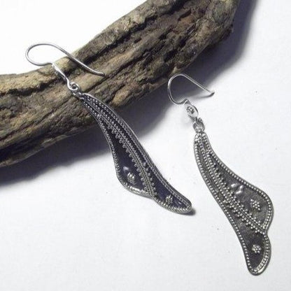 ORECCHINI etnici in argento 925 FOGLIA