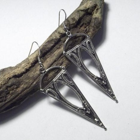 ORECCHINI etnici in argento 925 triangolo