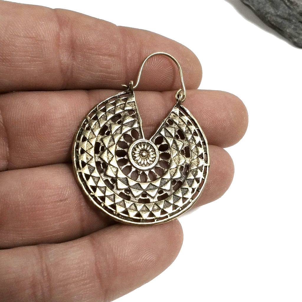 ORECCHINI ETNICI Ottone lucido ORECCHINI | Orecchino barocco filigrana