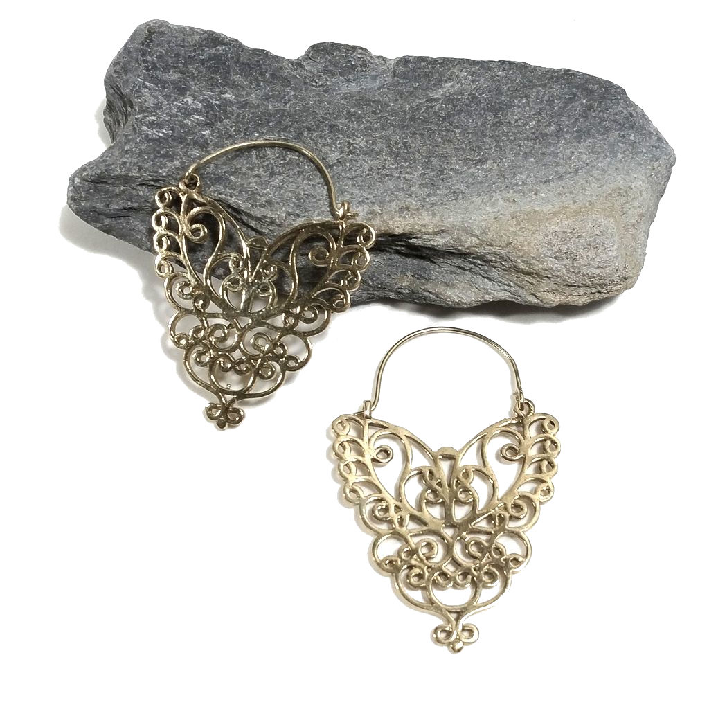 ORECCHINI ETNICI Ottone lucido ORECCHINI | Orecchino barocco filigrana