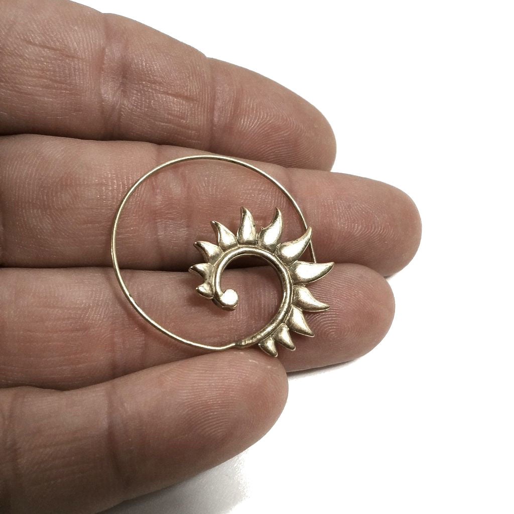 ORECCHINI ETNICI Ottone lucido ORECCHINI | SPIRALE | filigrana