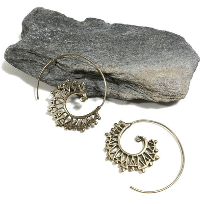 ORECCHINI ETNICI Ottone lucido ORECCHINI | SPIRALE | filigrana