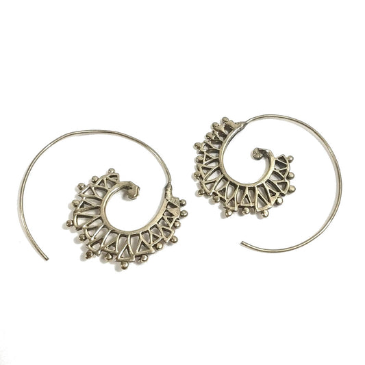 ORECCHINI ETNICI Ottone lucido ORECCHINI | SPIRALE | filigrana