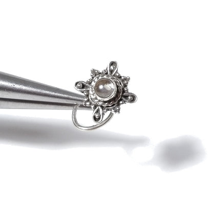 Orecchini da naso CORFU' | con Spirale e Pietra | Argento 925 | Piercing BOHO