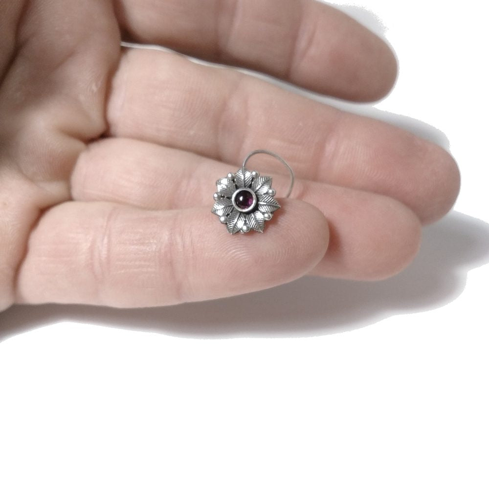 Orecchini da naso FAVIGNANA | con Spirale e Pietra | Argento 925 | Piercing BOHO