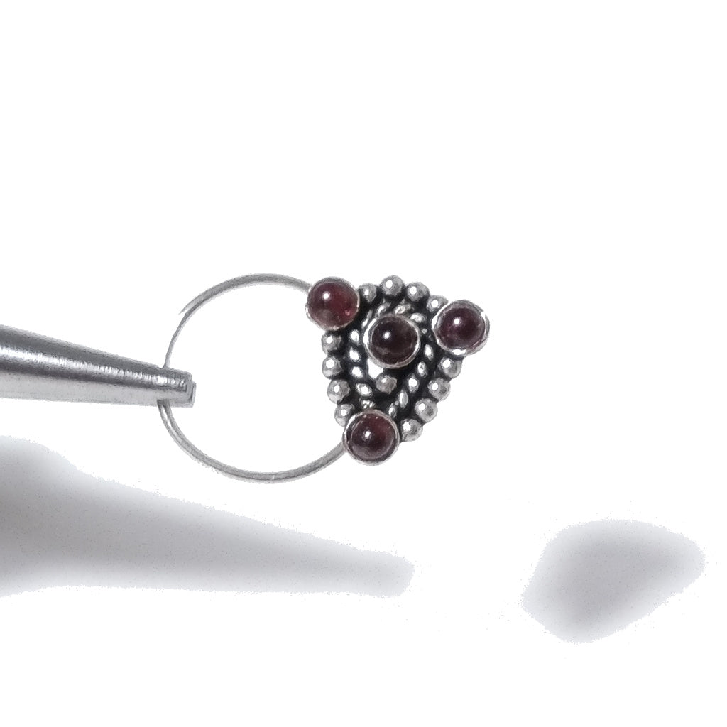 Orecchini da naso GOA | con Spirale e Pietra | Argento 925 | Piercing BOHO