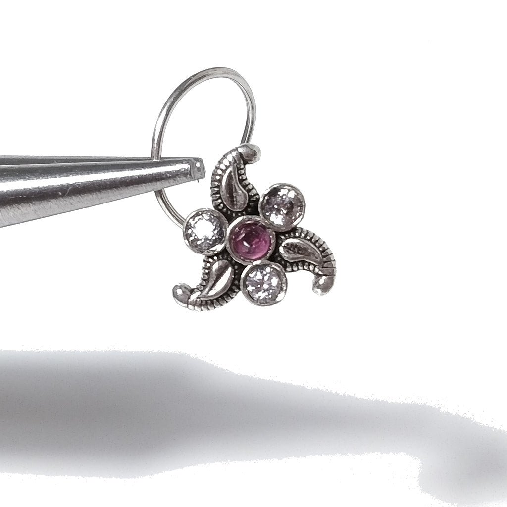 Orecchini da naso LAS PALMAS | con Spirale e Pietra | Argento 925 | Piercing BOHO