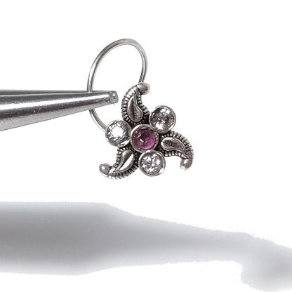 Orecchini da naso LAS PALMAS | con Spirale e Pietra | Argento 925 | Piercing BOHO
