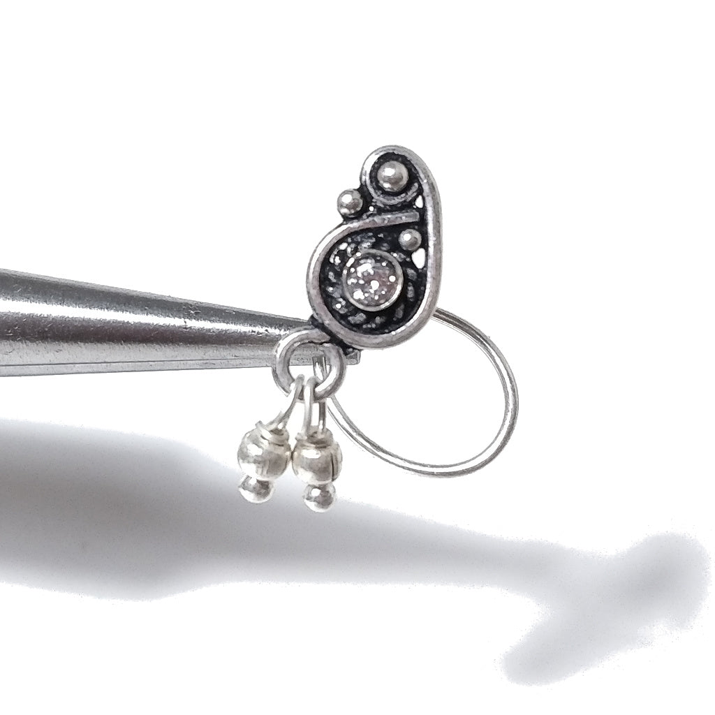 Orecchini da naso MONTECARLO | con Spirale e Pietra | Argento 925 | Piercing BOHO