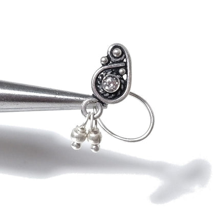 Orecchini da naso MONTECARLO | con Spirale e Pietra | Argento 925 | Piercing BOHO
