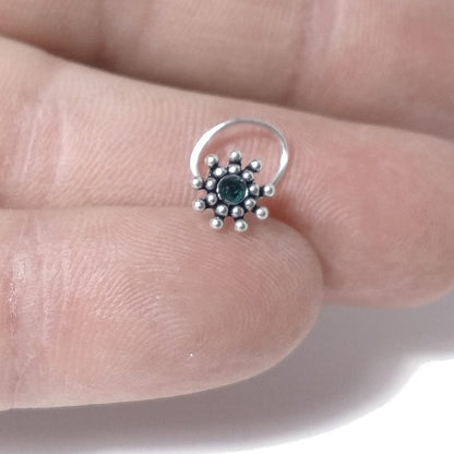 Orecchini da naso PAXOS | con Spirale e Pietra | Argento 925 | Piercing BOHO