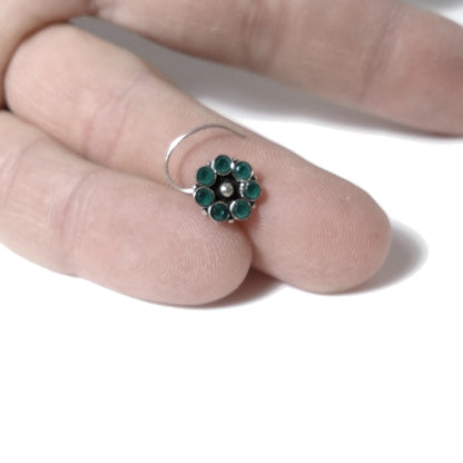 Orecchini da naso STROMBOLI | con Spirale e Pietra | Argento 925 | Piercing BOHO